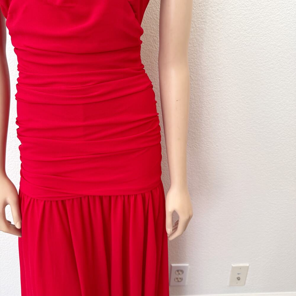 [Anthropologie] Bardot Red Mave Halter Neck Maxi Dress Low Back Ruched Slit 12 - Picture 8 of 12